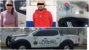 Oficiales de la Policía de Metepec, detiene a dos sujetos con sustancias ilegales